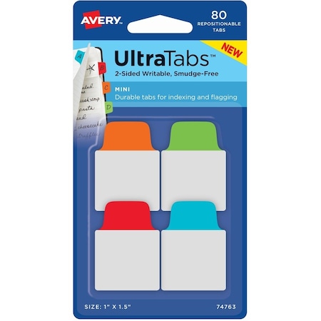 Avery Tabs, Mini, 1, Primary, 80Pk AVE74763